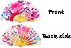 img 2 attached to Large Bamboo Hand Fan For Women Men - Rave Folding Fans For Festival, Dance, Gift, Performance & Decorations (Flower Design)
