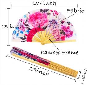img 3 attached to Large Bamboo Hand Fan For Women Men - Rave Folding Fans For Festival, Dance, Gift, Performance & Decorations (Flower Design)