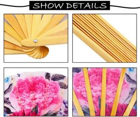 img 1 attached to Large Bamboo Hand Fan For Women Men - Rave Folding Fans For Festival, Dance, Gift, Performance & Decorations (Flower Design)