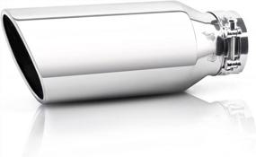 img 4 attached to MONOKING 3" Inlet 5" Outlet 12" Long Oval Chrome Stainless Steel Exhaust Tip For Truck Car