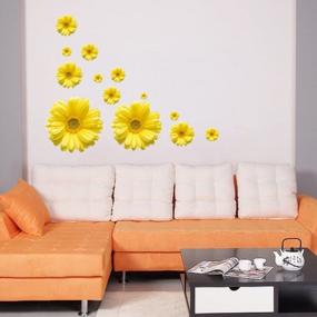 img 1 attached to Добавьте солнечного света к своим стенам с помощью виниловой наклейки на стену MULLSAN'S 3D Yellow Daisies