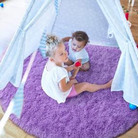 img 3 attached to Super Soft Purple Shaggy Carpet For Children'S Living Rooms And Bedrooms - 4X4 Feet Fluffy Circle Rug From LOCHAS, Perfect For Girls Rooms And Nurseries