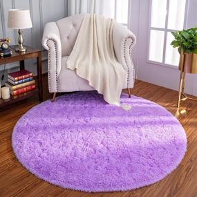 img 4 attached to Super Soft Purple Shaggy Carpet For Children'S Living Rooms And Bedrooms - 4X4 Feet Fluffy Circle Rug From LOCHAS, Perfect For Girls Rooms And Nurseries