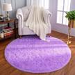 super soft purple shaggy carpet for children's living rooms and bedrooms - 4x4 feet fluffy circle rug from lochas, perfect for girls rooms and nurseries logo