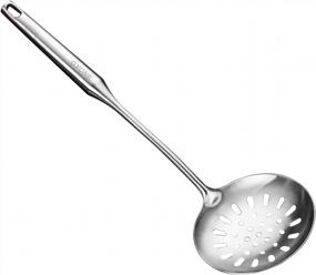 img 4 attached to 304 Stainless Steel Skimmer Slotted Spoon With Handle Mesh Food Strainer And Heat Resistant Colander - Essential Cooking Tool In Silver, 15.1 Inches