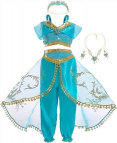img 4 attached to Jurebecia Girls' Princess Costume - Blue Dress For Role-Play, Fancy Birthday Parties, And Dress-Up Fun