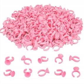 img 4 attached to Disposable Tattoo Glue Rings – 300 PCS Pink Plastic Glue Holder Cups For Eyelash Extension, Nail Art, And Adhesive Makeup, Convenient Ink Pigment Palette And Ring For Optimal Results
