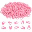 disposable tattoo glue rings – 300 pcs pink plastic glue holder cups for eyelash extension, nail art, and adhesive makeup, convenient ink pigment palette and ring for optimal results logo