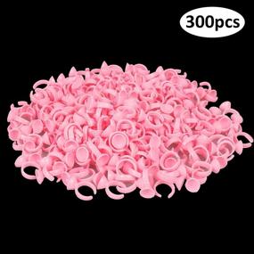 img 2 attached to Disposable Tattoo Glue Rings – 300 PCS Pink Plastic Glue Holder Cups For Eyelash Extension, Nail Art, And Adhesive Makeup, Convenient Ink Pigment Palette And Ring For Optimal Results