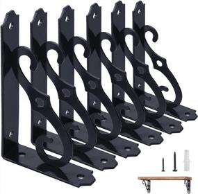 img 4 attached to Pack Of 6 ETECHMART Rustic Iron Metal L-Shaped Shelf Brackets, 5 Inch Wall-Mounted Support For DIY Open Shelving, Heavy-Duty Corner Brace Shelf Supporter In Black