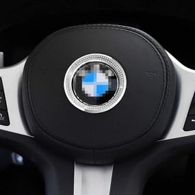 img 1 attached to Dazzling BMW Steering Wheel Logo Caps: DIY Crystal Bling Accessories for Women, Interior Decorations to Up your Car's Style!