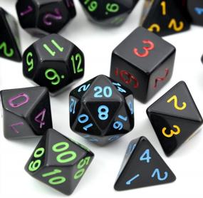 img 1 attached to 5 Sets Of Black Polyhedral Dice W/ Velvet Bag - Perfect For D&D, RPG & MTG!