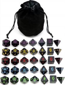 img 4 attached to 5 Sets Of Black Polyhedral Dice W/ Velvet Bag - Perfect For D&D, RPG & MTG!