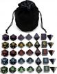 5 sets of black polyhedral dice w/ velvet bag - perfect for d&d, rpg & mtg! logo