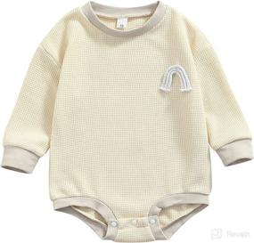 img 4 attached to 🌈 Adorable Baby Girl Boy Oversized Rainbow Sweater Romper - Knit Long Sleeve Bodysuit & Cozy Pullover Top