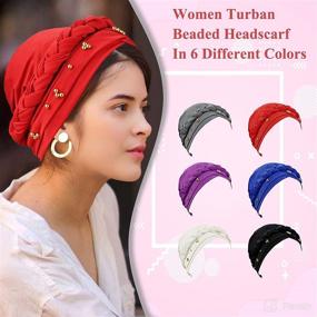 img 3 attached to Packs Women Turban Beaded Headscarf