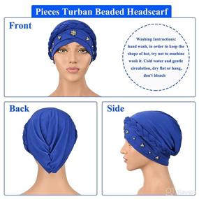 img 1 attached to Packs Women Turban Beaded Headscarf