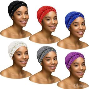 img 4 attached to Packs Women Turban Beaded Headscarf