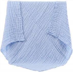 img 3 attached to 2-Pack 43X43 Inch Muslin Baby Bath Towels For Boys Girls - White & Blue Swaddle Blanket For Newborns Toddlers.