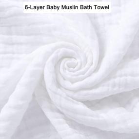 img 1 attached to 2-Pack 43X43-дюймовые муслиновые детские банные полотенца для мальчиков и девочек - белое и синее пеленальное одеяло для новорожденных малышей.