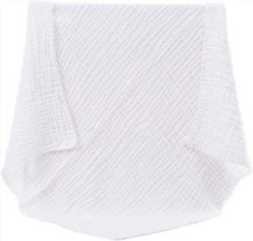 img 2 attached to 2-Pack 43X43-дюймовые муслиновые детские банные полотенца для мальчиков и девочек - белое и синее пеленальное одеяло для новорожденных малышей.