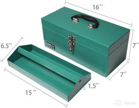 img 3 attached to 16-Inch Portable Steel Heavy-duty Tool Box, Green - 18-Gauge with Metal Latch and Handle
