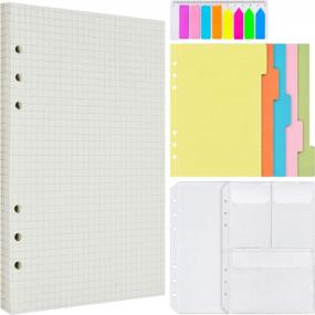 img 4 attached to Premium A5 Refillable Journal Organizer Set: Graph Refill Paper, 200 Grid Pages, 5 Colored Binder Dividers, 160 Sticky Index Tabs with Ruler, 2 Binder Pockets
