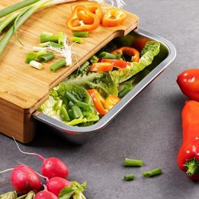 img 3 attached to Efficient And Organized Cooking: Navaris Bamboo Cutting Board With 2 Stainless Steel Trays