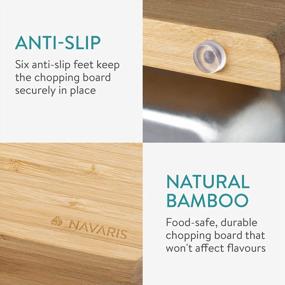 img 1 attached to Efficient And Organized Cooking: Navaris Bamboo Cutting Board With 2 Stainless Steel Trays