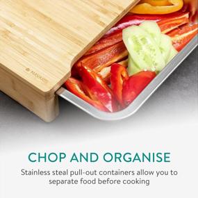 img 2 attached to Efficient And Organized Cooking: Navaris Bamboo Cutting Board With 2 Stainless Steel Trays