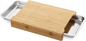 img 4 attached to Efficient And Organized Cooking: Navaris Bamboo Cutting Board With 2 Stainless Steel Trays