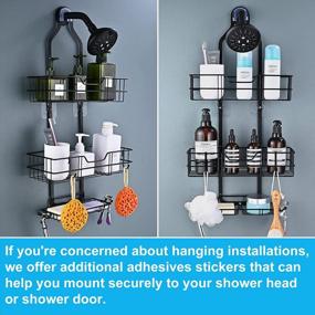 img 3 attached to Rustproof Hanging Shower Caddy With Hooks For Shampoo, Razor And Soap - Waterproof And Anti-Swing Overhead Bathroom Shower Organizer By Hoomtaook