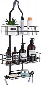 img 4 attached to Rustproof Hanging Shower Caddy With Hooks For Shampoo, Razor And Soap - Waterproof And Anti-Swing Overhead Bathroom Shower Organizer By Hoomtaook