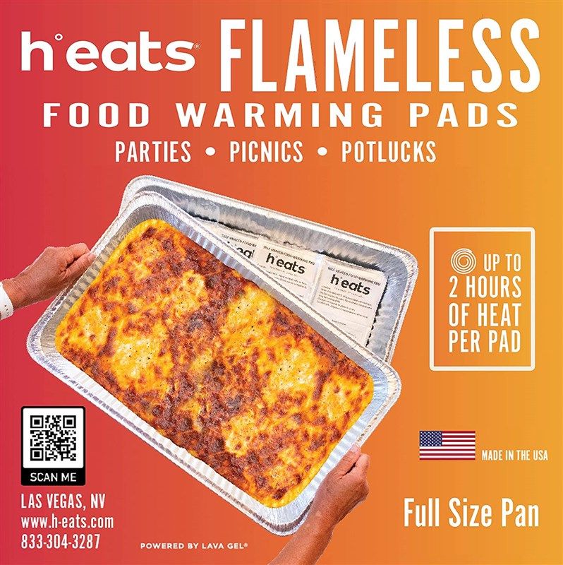 Heats Flameless Food Warming Pads | Water Activated Disposable Food Warmer