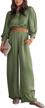 prettygarden women's 2 piece satin outfits 2023 spring casual puff sleeve crop tops blouse and long palazzo pants set logo