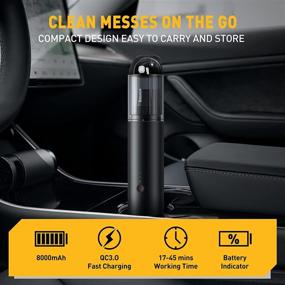 img 2 attached to 🚗 Baseus A3 Car Vacuum Cleaner - Handheld Cordless 135W High Power Portable Small Mini Rechargeable Hand Vacuum with LED Light for Car, Home, and Kitchen