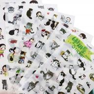 super cute black and white cat stickers pack for scrapbooking, diy projects, and decorating - ideal gift for kids, school and office stationery, and laptop decoration logo