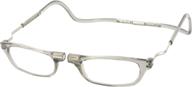 👓 clic reader xxl half frame designer reading glasses, smoke, +3.00 prescription strength logo