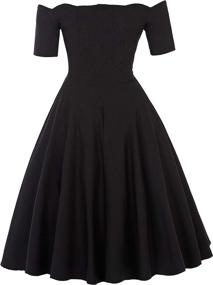 img 3 attached to PAUL JONES Shoulder Sleeve Flared Women's Dresses: Elegant and Stylish Wardrobe Staples