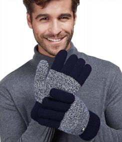 img 2 attached to Мужские зимние перчатки LETHMIK из толстого флиса, смешанный трикотаж для холодной погоды