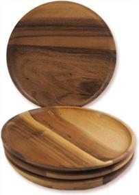 img 4 attached to Roro Round Acacia Wood Serving Charger Plates, 7 Inch Set Of 4
