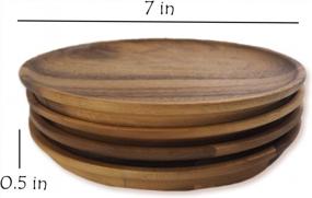 img 1 attached to Roro Round Acacia Wood Serving Charger Plates, 7 Inch Set Of 4