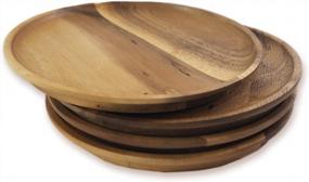 img 3 attached to Roro Round Acacia Wood Serving Charger Plates, 7 Inch Set Of 4
