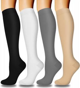 img 4 attached to Circulate With Aoliks Copper Compression Socks - 4 Pairs For Women & Men, 15-20 MmHg Support: Ideal For Nursing & Running