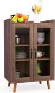 mecor kitchen sideboard buffet cabinet: mid-century dining storage w/glass door & adjustable shelf for hallway, living room logo
