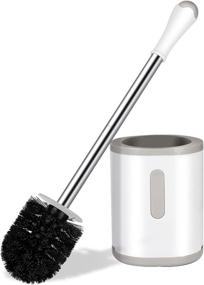 img 4 attached to 🚽 Compact Toilet Brush and Holder Set with Stainless Steel Handle - Space-Saving, Durable Deep Cleaning Tools