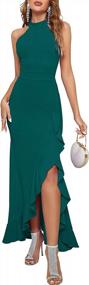 img 4 attached to MEROKEETY Women'S Halter Neck Split Elegant Cocktail Long Dress Bodycon Mermaid For Evening Party