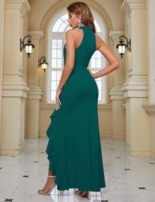 img 3 attached to MEROKEETY Women'S Halter Neck Split Elegant Cocktail Long Dress Bodycon Mermaid For Evening Party