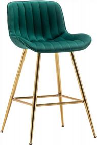 img 1 attached to 24 Inch Green Velvet Bar Stool Set Of 2 - Kitchen Counter Seating
