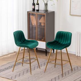 img 4 attached to 24 Inch Green Velvet Bar Stool Set Of 2 - Kitchen Counter Seating